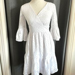 NWT resort white lace Lilly Pulitzer Cecelia dress. Lantern sleeve. Size 2.